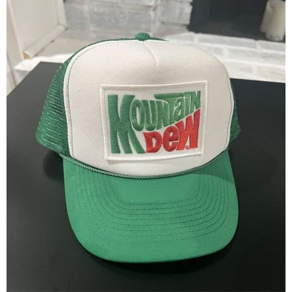 Vintage 80s Mountain Dew Mesh Trucker Snapback Hat Cap Patch Otto - Picture 1 of 5
